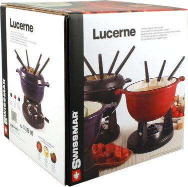 Набір для м'ясного фондю Lucerne, емальований, червоний, 10 предметів