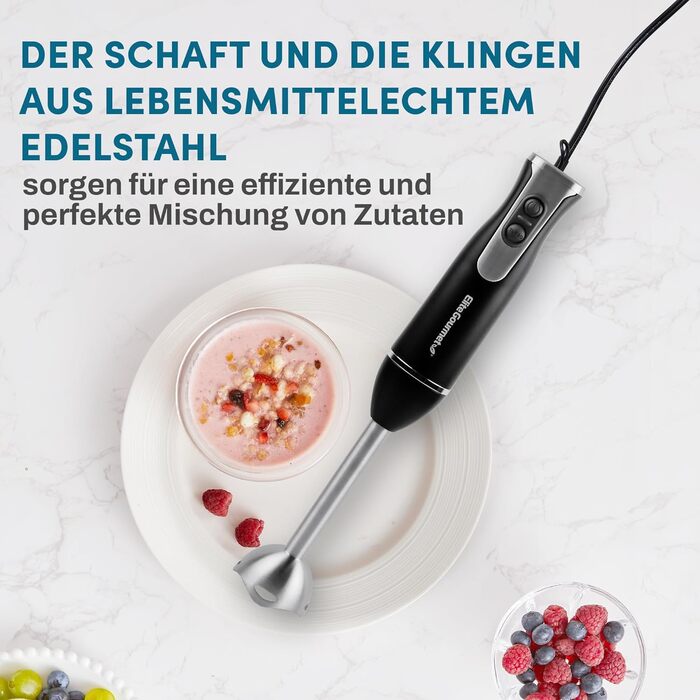 Занурювальний блендер Elite Gourmet EHB1015, 2 швидкості, нержавіюча сталь, знімна насадка, чорний