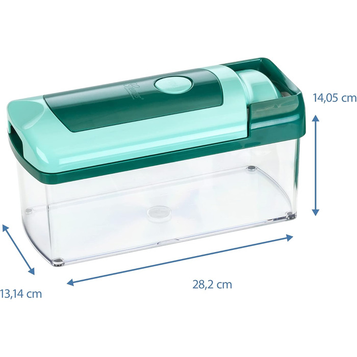 Набір для нарізки овочів Genius Nicer Dicer Fusion, 13 частин, смарагдовий, для нарізки, тертя, кубиків, кухонний аксесуар, 26.5 x 11.5 x 14.5 см