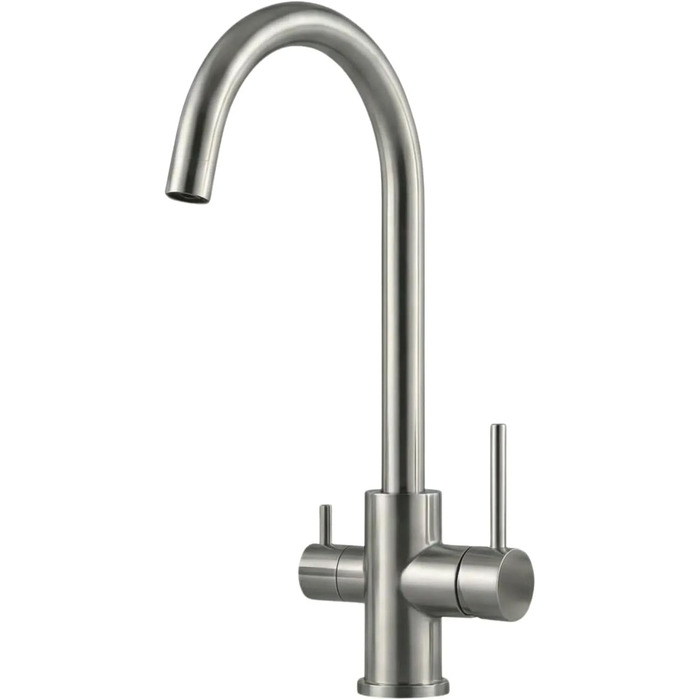 Змішувач кухонний AORA® VANTO INOX з нержавіючої сталі 304 для фільтра води та системи зворотного осмосу, поворотний вилив 360°