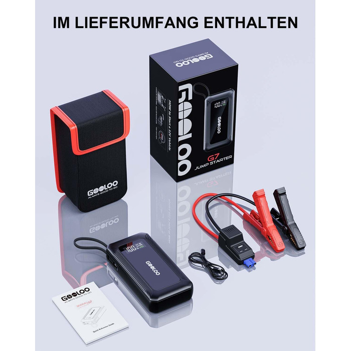 Бустерний пускач GOOLOO A5 4000A з компресором 160 PSI та Powerbank, чорний