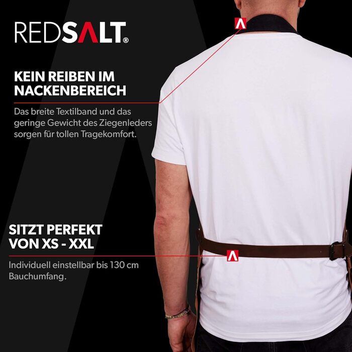 Професійний фартух REDSALT з натуральної буйволячої шкіри 84x62 см, коричневий — для грилю, кухні, бару, бариста, подарунок для чоловіків