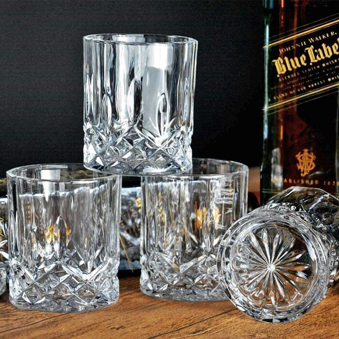 Набір склянок для віскі GLASKEY 300 мл, безсвинцевий кришталь, 4 шт. Тумблер для віскі, коктейлів, рому, горілки, скотчу, джину, коньяку, води. Посудомийна машина, подарунок чоловікові, татові