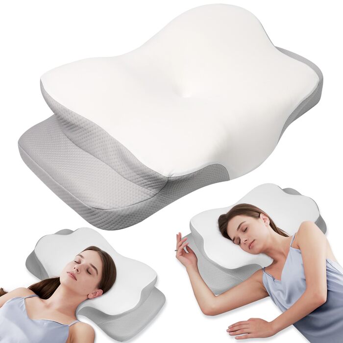 Ергономічна подушка для шиї MULISOFT з ефектом пам'яті (Memory Foam), форма-метелик, біла, розмір M