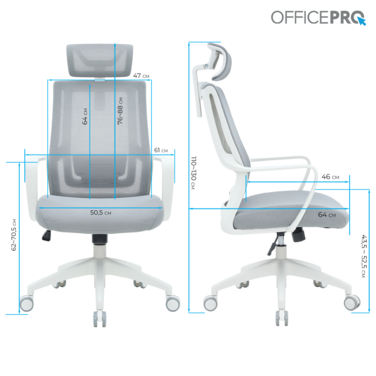Крісло офісне OfficePro Harmony OC310-W-LG-LG