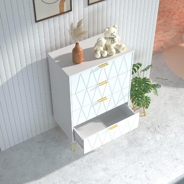 Комод UEV з 4 шухлядами, білий, 60x34x91 см, для вітальні, спальні, передпокою