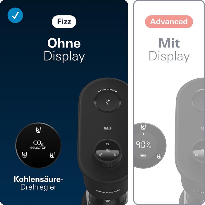 Сифон для газування води GROHE Blue Fizz Starter Set, 3 рівні газування, пляшка 0.85л, чорний (31943K00)