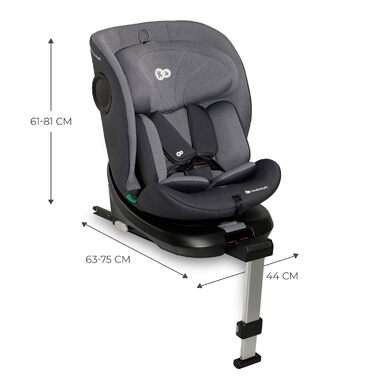 Дитяче автокрісло Kinderkraft I-360, 0-36 кг, I-Size 40-150 см, обертається на 360°, ізофікс, регульована підголівник і спинка, сіре