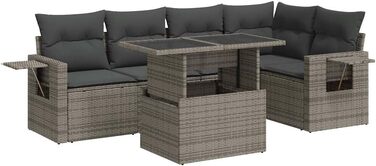 Комплект садових меблів Lounge Sofa на 6 місць, сірий поліротанг з подушками, набір м'яких меблів для тераси та саду
