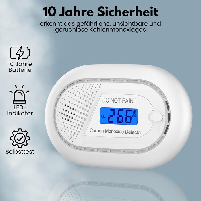 Розумний датчик чадного газу Aroha Smart Connect Wi-Fi (Tuya, Smart Life) з батареєю на 10 років, детектор CO для Smart Home