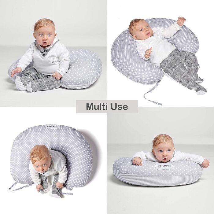 Подушка для годування Dilamababy Klein з 2 наволочками, 100% бавовна Ökotex - комфортна, гіпоалергенна подушка для годування, антиалергенний наповнювач з волокон
