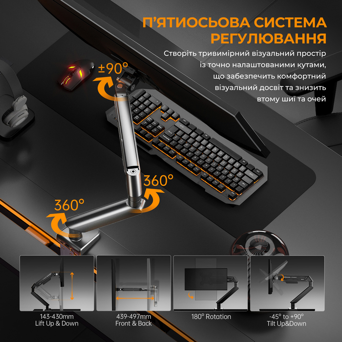 Настільне кріплення для монітора Anda Seat Stealth II 17’’-32’’ Blue