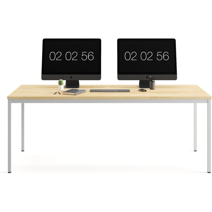 Стіл furni24 з металу та дуба, 120x60x75 см, TÜV/GS, універсальний: письмовий, комп'ютерний, кухонний, офісний, ігровий, легка збірка, колір дуб/сірий