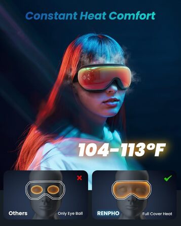 RENPHO Eyeris 1 - Масажер для очей з підігрівом, вібрацією та Bluetooth, маска для очей для темних кіл та сухих очей, покращує якість сну, подарунок, зелений