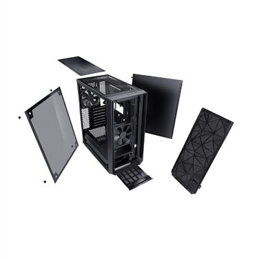 Корпус для комп'ютера Fractal Design Meshify C, компактний, з високою вентиляцією, 2 вентилятори, скляна панель, USB 3.0, чорний