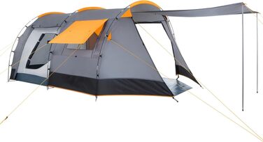 Сімейний намет CampFeuer Zelt Super+ на 4 особи: великий тунельний намет з 2 входами, тамбуром та водостійкістю 3000 мм, сірий