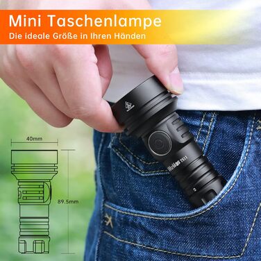 Ліхтарик Wurkkos TS11 Mini LED 2000 люменів з RGB, дальність 616 м, USB-C заряджання, акумулятор 18350, TIR-лінза, чорний, для туризму та активного відпочинку
