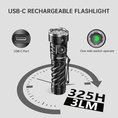 Ліхтарик Wurkkos TS26s LED 3100 люмен, 95 CRI, 4 світлодіоди, 325 годин роботи, магнітна кришка, IP68, водонепроникний, портативний для щоденного використання та аутдору, 5000K