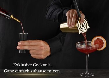 Набір для коктейлів BARMINGO з нержавіючої сталі, 11 предметів, 825 мл, Boston шейкер зі стендом, чорний-золото, професійний барний набір для приготування коктейлів