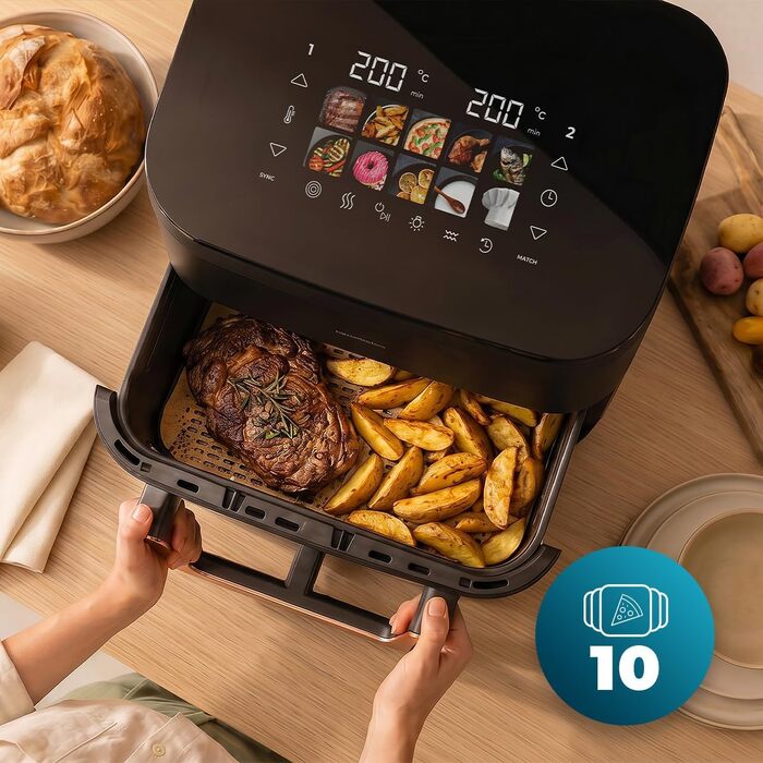 Аерофритюрниця-гриль Cecotec Cecofry&Grill Smokin' 6500 Plus 6.5л, 2200 Вт, з функцією копчення, гриль-платою та вікном, чорна