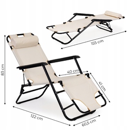 Садовий шезлонг MultiGarden, 60,5x122x83 см, бежевий