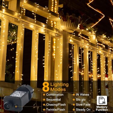 Світлодіодна гірлянда Quntis 100м, 1000 LED, теплий білий колір, для вулиці та дому, IP44, 8 режимів роботи, мережева