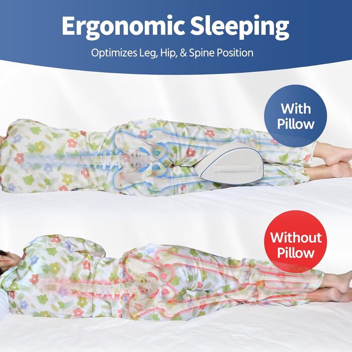 Подушка для сну на боку Pozico: ортопедична подушка для ніг з піни Memory Foam для колін, стегон та спини, знімний чохол, біла