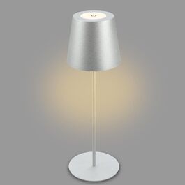 BRILONER LED бездротова настільна лампа з диммером, сенсорним керуванням, регульована по висоті, акумуляторна, нічник, лампа для читання, кемпінгу, столу, для дому та вулиці, срібляста, 36x10,5 см