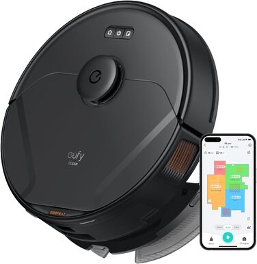 Робот-пилосос eufy X8 Pro з функцією вологого прибирання, Twin-Turbine 2×4000Па, щітка проти заплутування, лазерна навігація iPath, для глибокого очищення шерсті тварин з килимів і твердих підлог