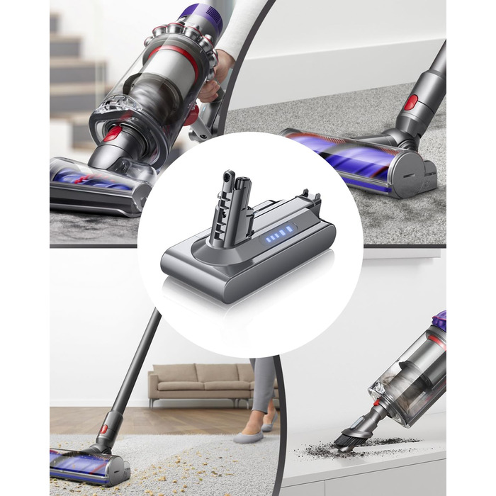 Акумулятор для пилососа Dyson V10 (Powtree) + фільтр та гвинти - 6.0Ah, сірий
