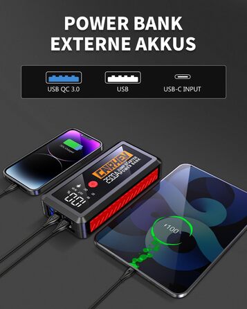 Powerbank для авто Starthilfe 5000A: зарядний пристрій, бустер, 12V, 8.0L бензин/дизель, USB, LED ліхтарик