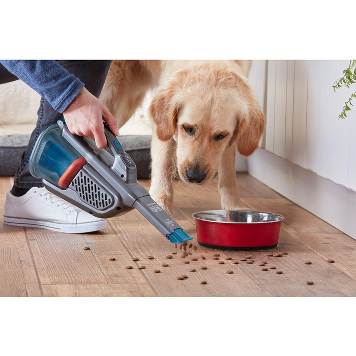Акумуляторний ручний пилосос BLACK+DECKER Dustbuster BHHV320J, 12В, 25AW, циклонна технологія, без мішка, з висувною щілинною насадкою, титаново-синій