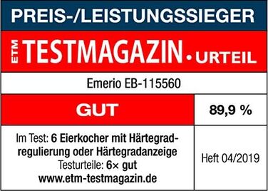Електрична яйцеварка Emerio EB-115560, 3 рівні приготування, голосове повідомлення, інноваційний дизайн, біла, модель 2022, для яєць будь-якої консистенції (німецька мова)