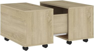 Журнальний стіл vidaXL розсувний з ДСП, сонома, 60x60x38 см, для вітальні, кавовий, чайний