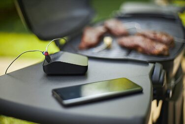 Weber Connect Smart Grilling Hub — розумний термометр для гриля з Bluetooth і Wi-Fi, контроль через додаток, покрокові рецепти, підтримка до 4 датчиків, чорний