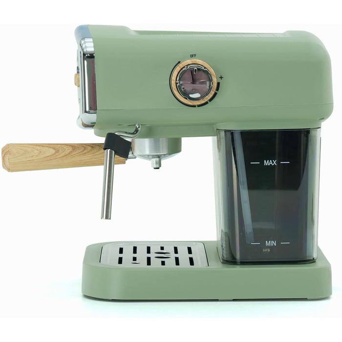 Напівавтоматична кавомашина Kai Espresso 1050 Вт, 15 Бар, на 5 чашок, з капучинатором та підігрівом чашок, матово-зелена