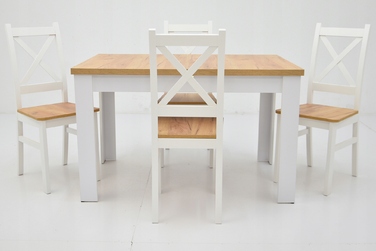 Комплект: розкладний стіл 80x140/180 та 4 стільці Krzyżak, колір дуб крафт