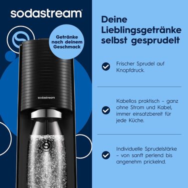 Сифон для газування води SodaStream TERRA Family Pack: 3 пляшки по 1л та циліндр CO2, чорний