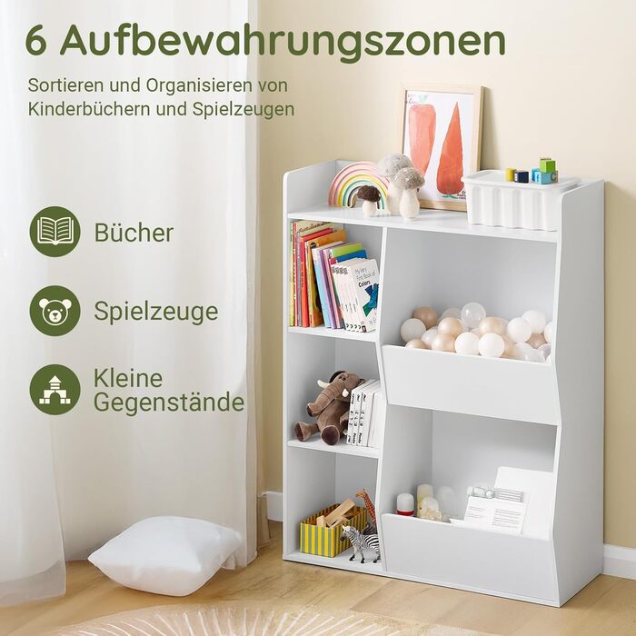 Полиця для книг SoBuy Montessori для дітей, зелена, 80x104x34 см (KMB55-K-GR)
