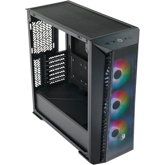 Корпус для ПК Cooler Master MasterBox 520 Mesh, Mid-Tower ATX, 3 встановлених вентилятори, сітчаста передня панель, скляна бічна стінка, ARGB-контролер, чорний