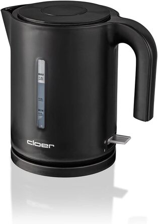 Електрочайник Cloer 4120, 2200 Вт, 1,2 л, чорний, захист від перегріву, велика індикація рівня води