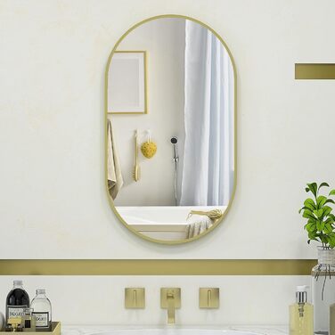 Дзеркало настінне овальне HOMCOM 40x70 см з алюмінієвим каркасом, для ванної, вітальні, спальні