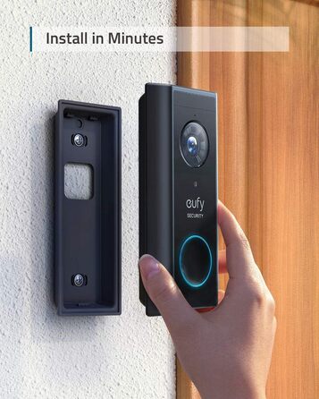 Бездротова відеодзвінок eufy Security з акумулятором 2K HD, розумна ідентифікація людей, двосторонній аудіо (HomeBase 2 необхідний), відновлений