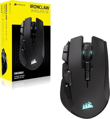 Бездротова ігрова миша Corsair IRONCLAW Wireless SE (2026) чорна: 26,000 DPI, ергономічний дизайн для великих долонь, 10 програмованих кнопок, для MOBA, FPS, MMO