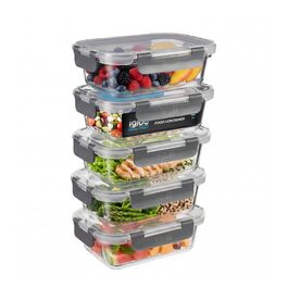 Набір скляних контейнерів для їжі Igluu Meal Prep (10 шт.) — 370мл, 640мл та 1050мл, герметичні ланч-бокси для зберігання продуктів