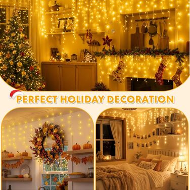 Світлодіодна гірлянда-завіса MAGGIFT 15м, 600 LED для вулиці та дому, різдвяна ілюмінація з пультом, таймером та 8 режимами, IP44 водонепроникна