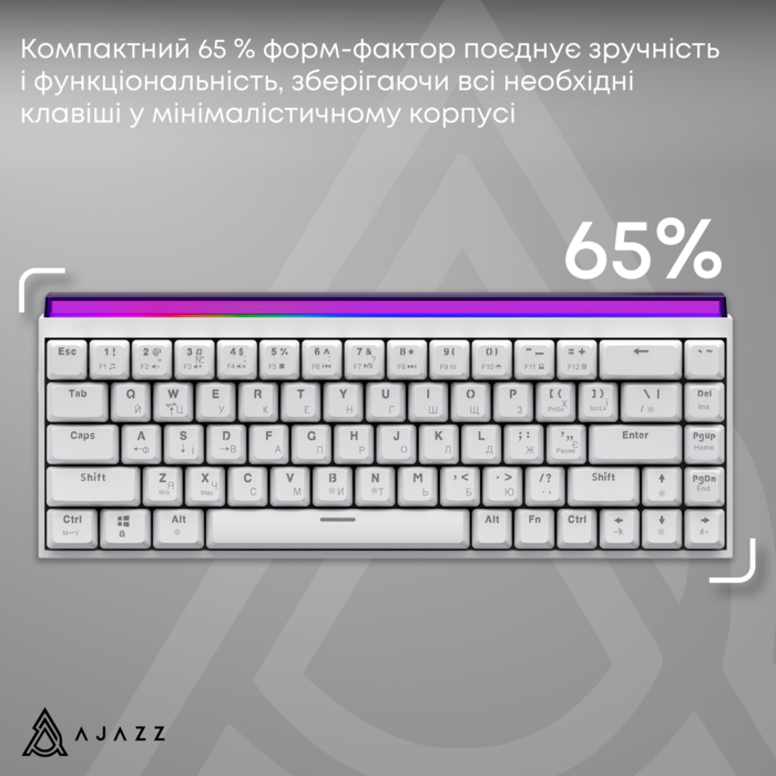 Дротова механічна клавіатура Ajazz NK68 Red switches White (NK68-R-W)