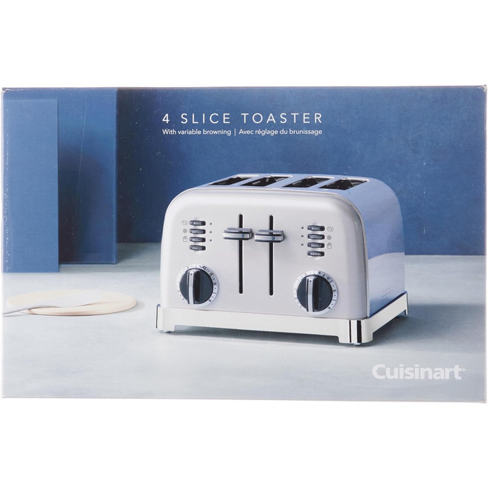 Тостер Cuisinart на 4 тостів, широкі слоти, 6 режимів, функція розморожування, для багета і бейглів, перламутровий