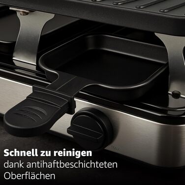 Набір для раклету 8er Raclette – гриль для столу з пательнями та скребком, антипригарна гриль-пластина та кам'яна пластина, прямокутна форма