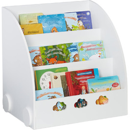 Дитяча книжкова полиця Relaxdays з малюнком хмар, 3 відділення, біла, 60x58x45 см, МДФ